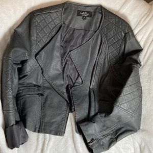 gray vegan leather jacket